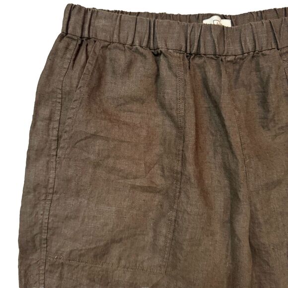 AYR The Tourist Linen Pants Womens L Elastic Waist Sicilian Umber Brown Resort - Picture 8 of 14
